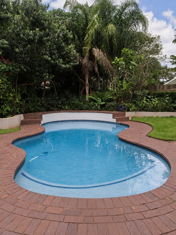Free-form garden pool, before and after